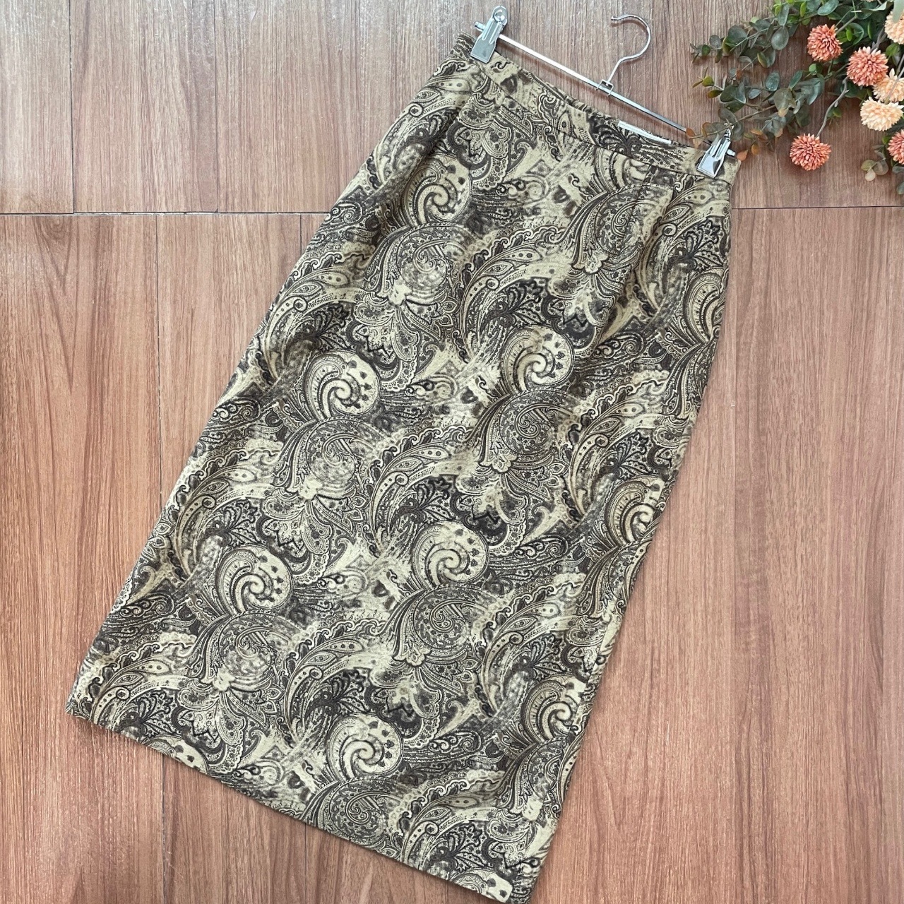 日本製迷霧古城腰果花羊毛半裙