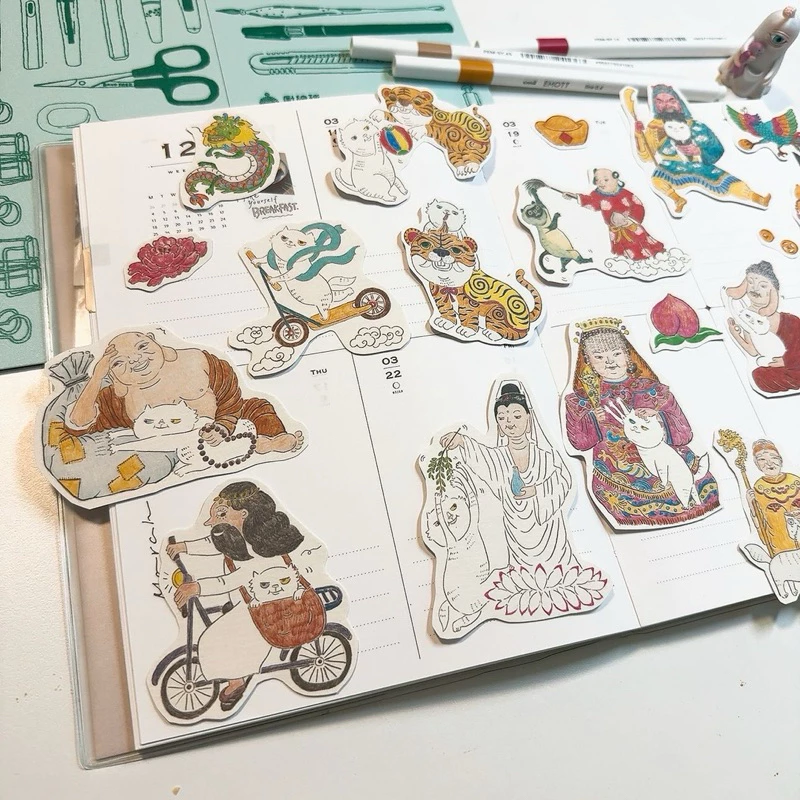 貓天堂樂園貼紙組 Cat in heaven 防水貼紙 17入｜針線球 Yarnball 台灣