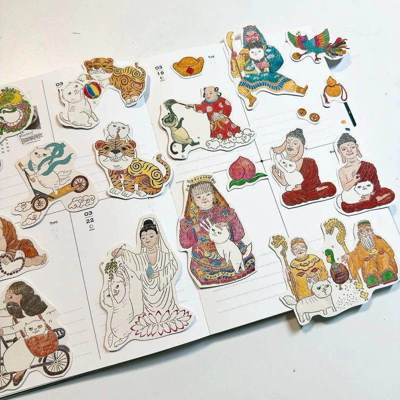 貓天堂樂園貼紙組 Cat in heaven 防水貼紙 17入｜針線球 Yarnball 台灣