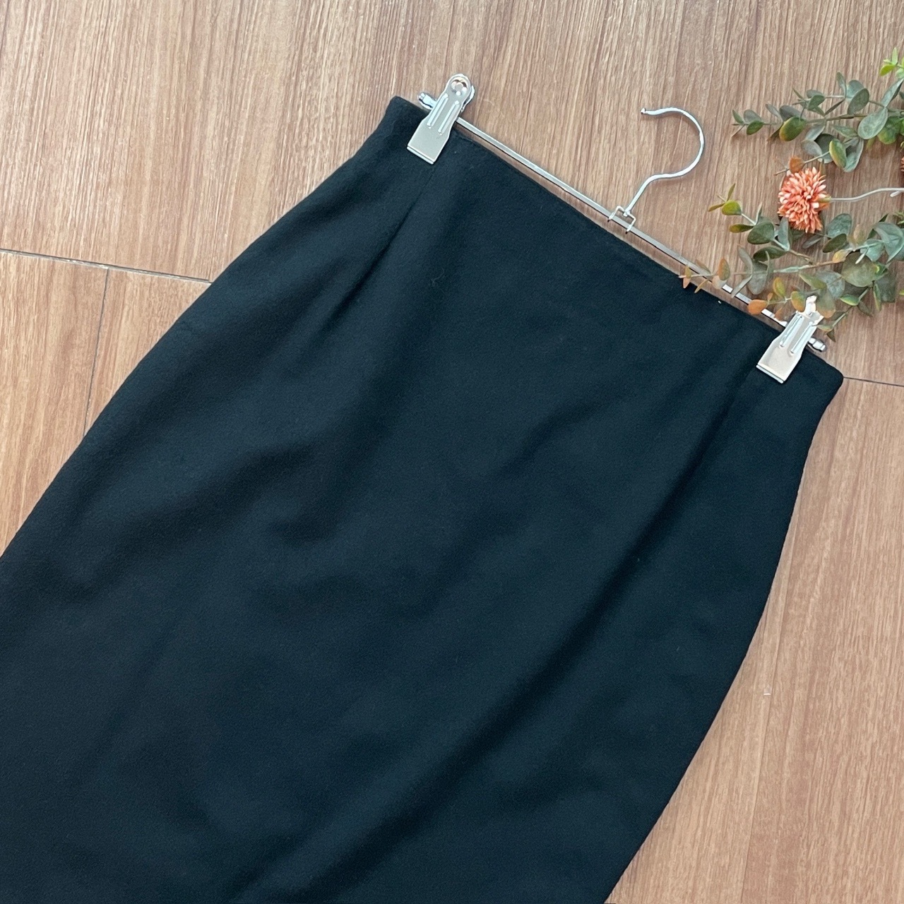 Gianni Versace意大利製純黑色羊毛半裙