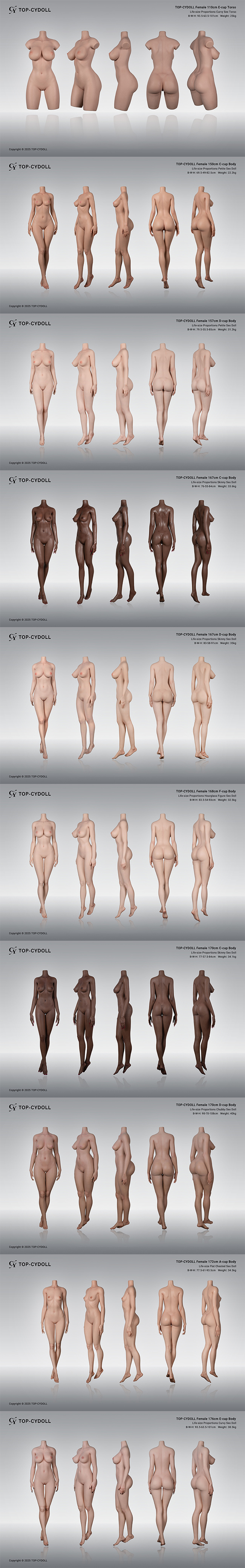 TOP-CYDOLL 超頂矽膠娃娃 規格數據及客製選項 customize option