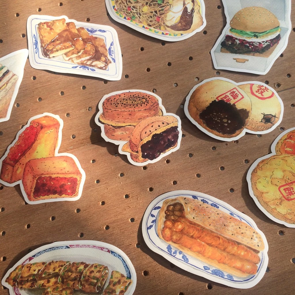 台灣早餐與糕點 防水超大貼紙 10張入｜針線球 Yarnball 台灣