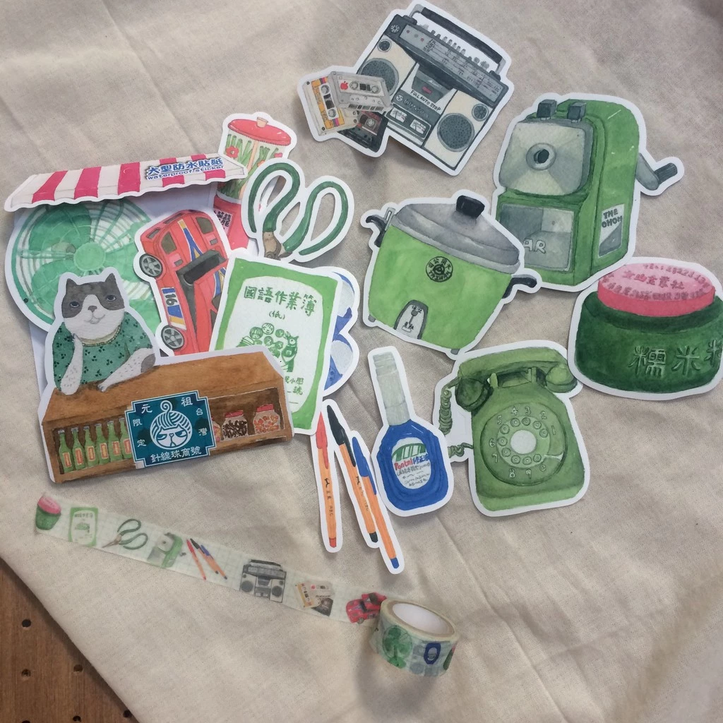 電器與文具 防水超大貼紙 13張入｜針線球 Yarnball 台灣