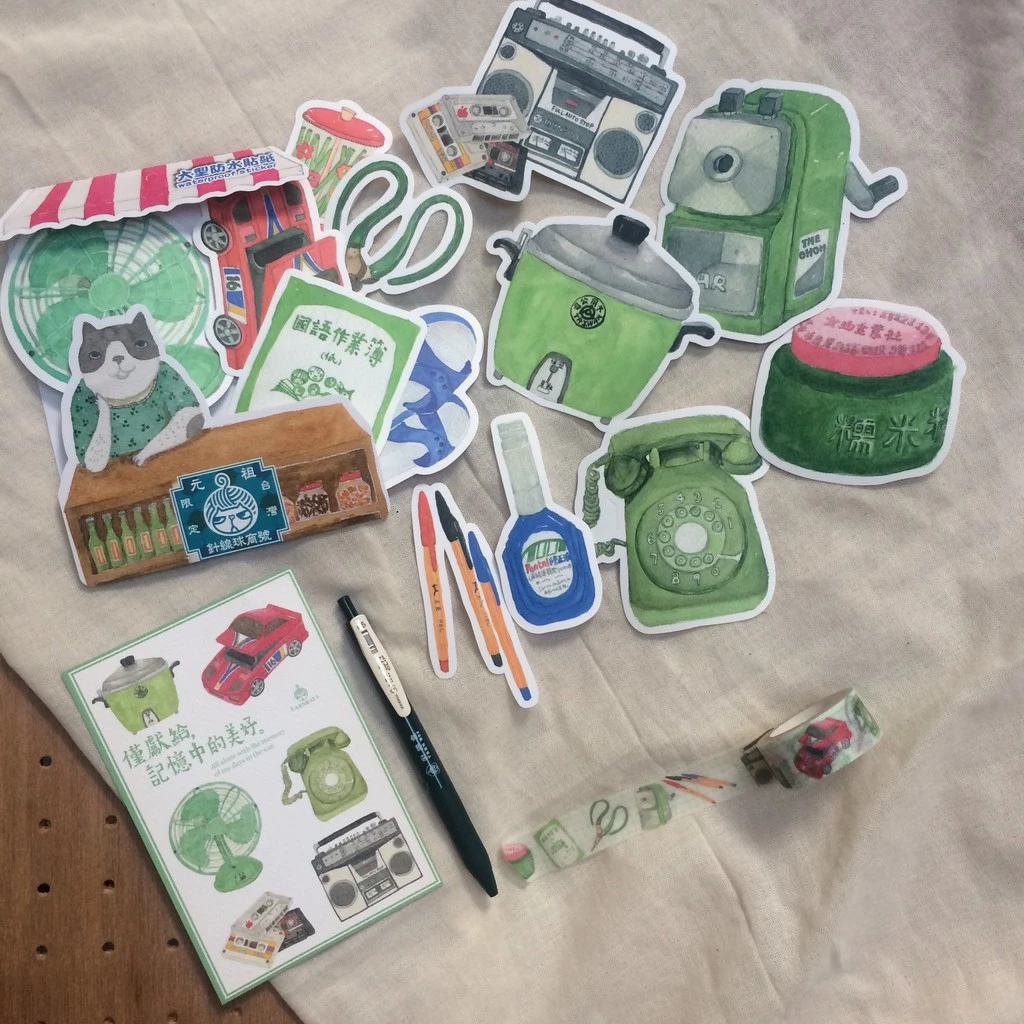 電器與文具 防水超大貼紙 13張入｜針線球 Yarnball 台灣