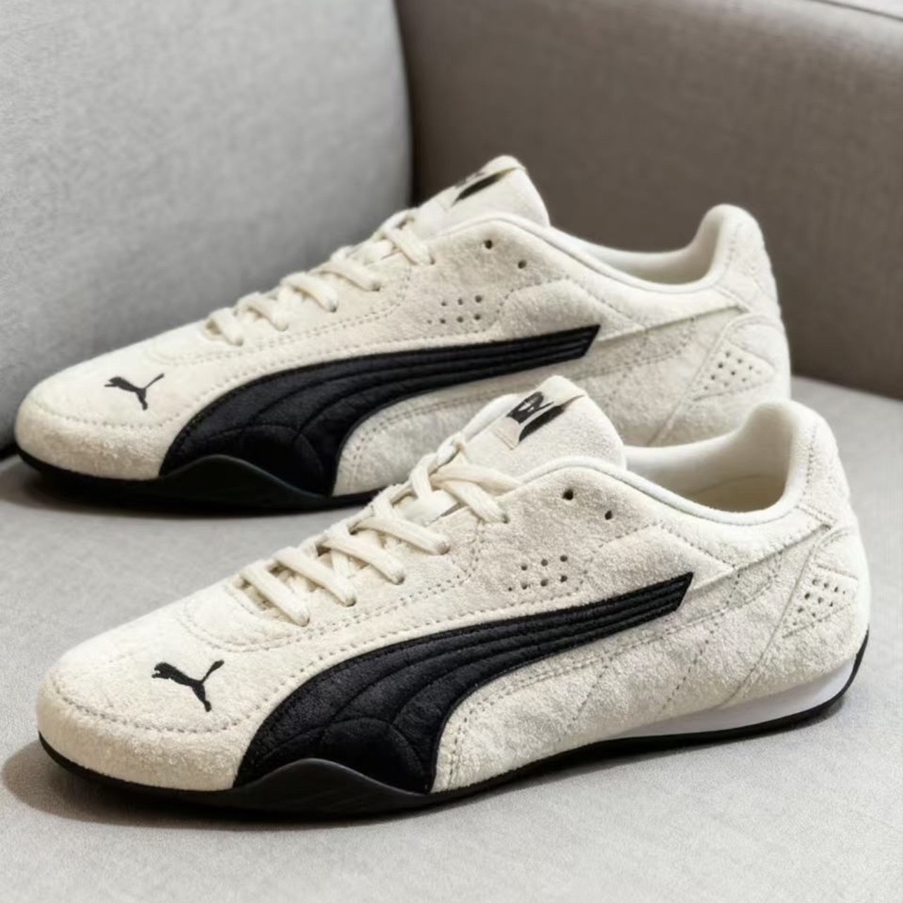 PUMA CATCH 雪白 麂皮 賽車鞋 米白 薄底鞋 休閒鞋 402681-04