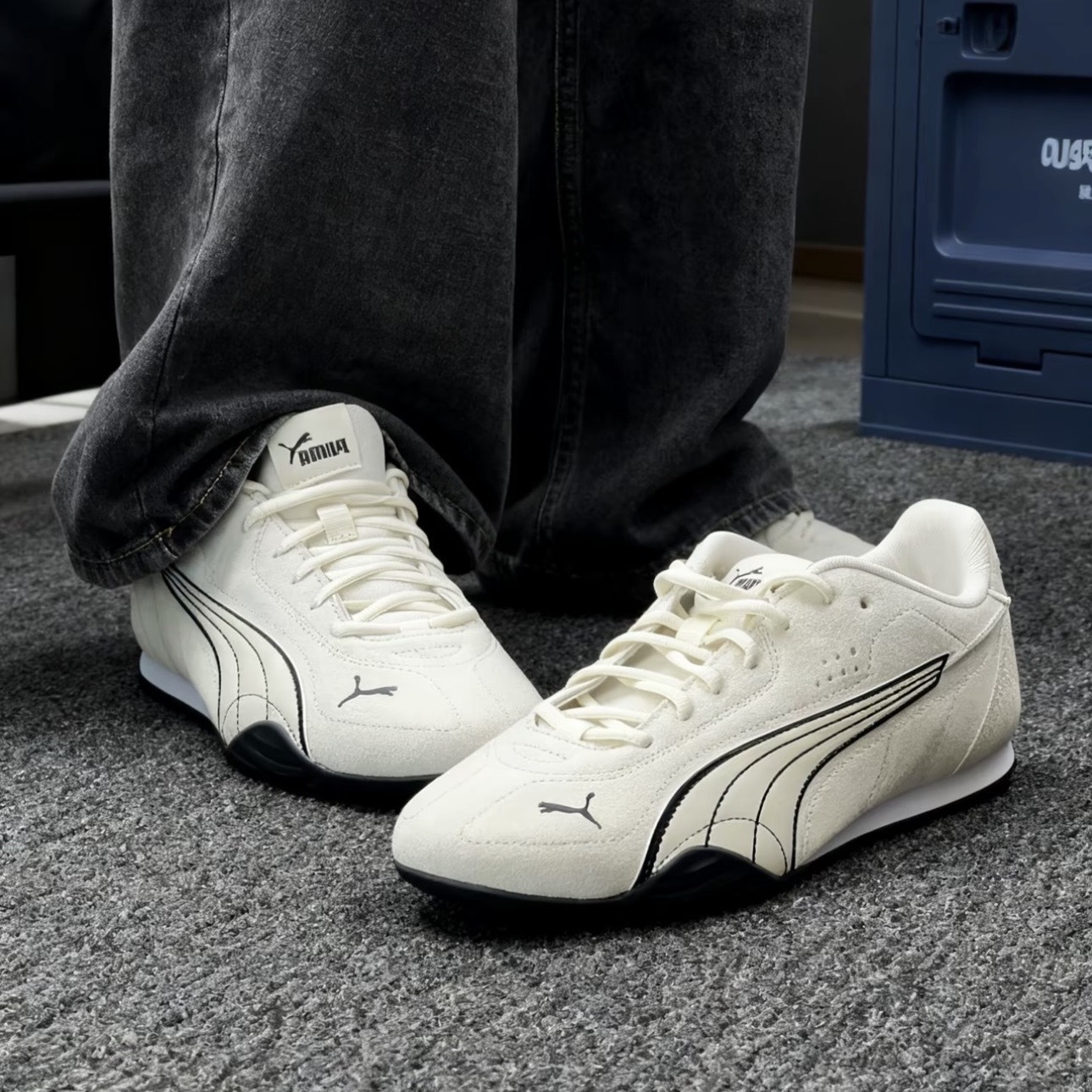 PUMA CATCH 雪白 麂皮 賽車鞋 米白 薄底鞋 休閒鞋 402681-04