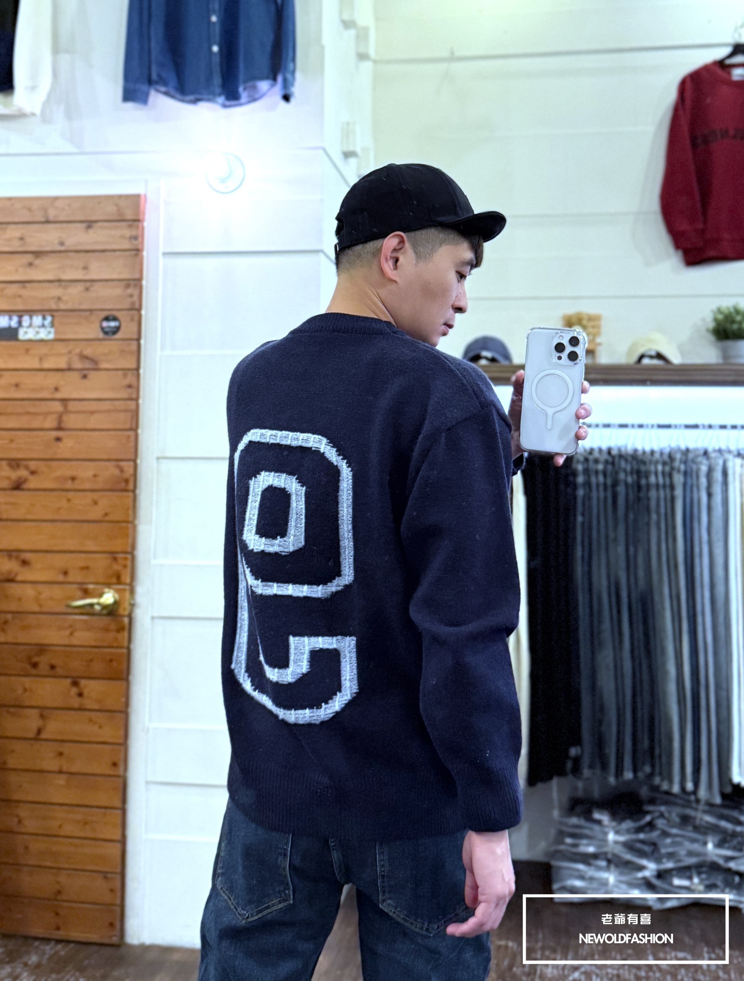 『新款上市』重磅ABSORO撞色針織毛衣(NOF25109803)-深藍