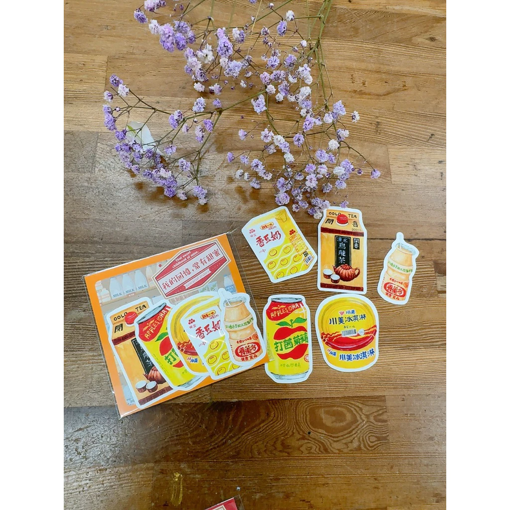 飲料 我的回憶常有甜蜜 貼紙組 珠光防水貼紙 5張入｜針線球 Yarnball 台灣