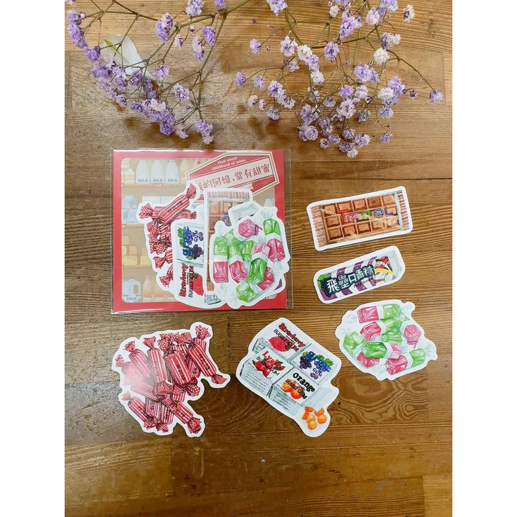 糖果 我的回憶常有甜蜜 貼紙組 珠光防水貼紙 5張入｜針線球 Yarnball 台灣
