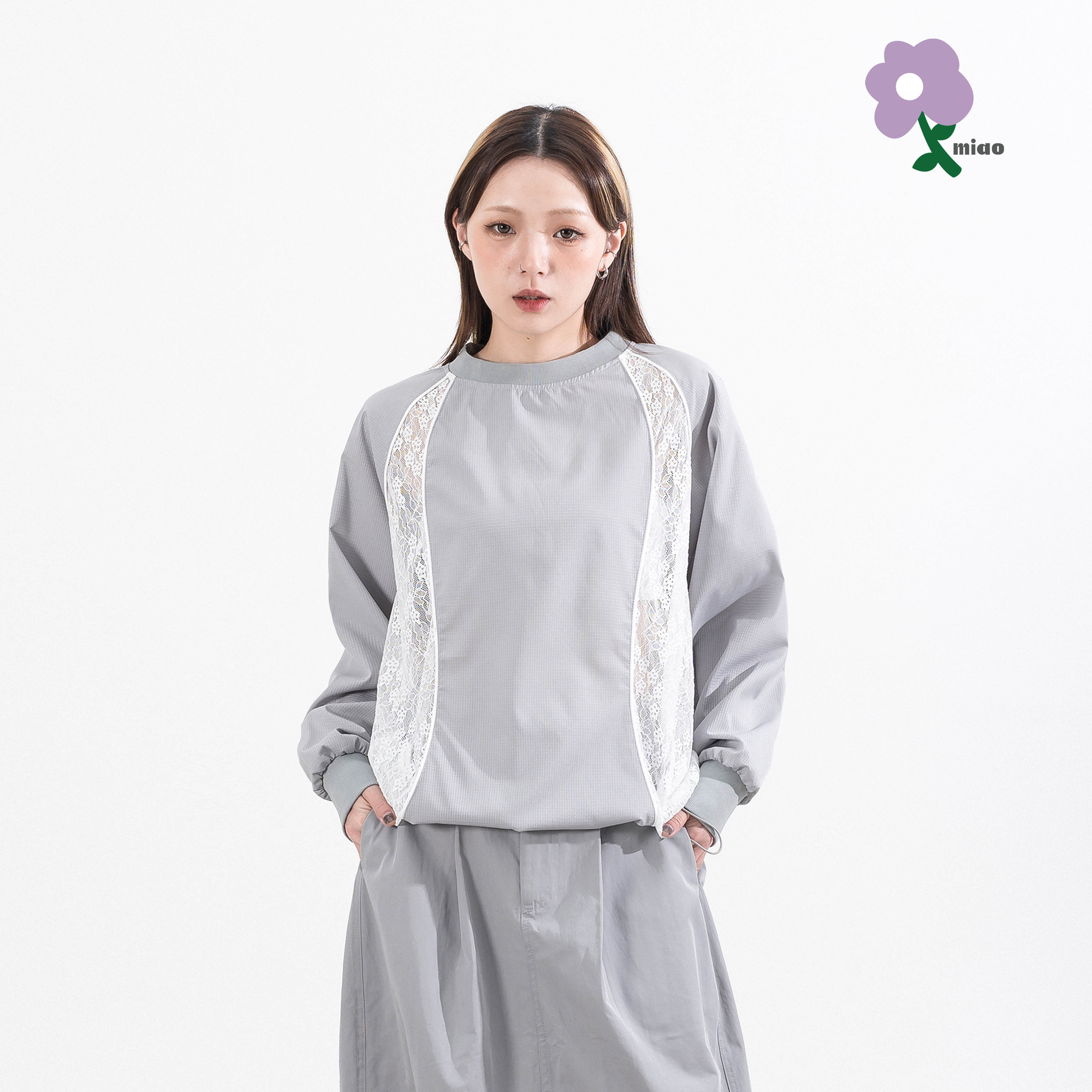 AGILITY MIAO Splicing Lace Sweater 女裝 蕾絲拼接 套頭上衣 [M-T4]