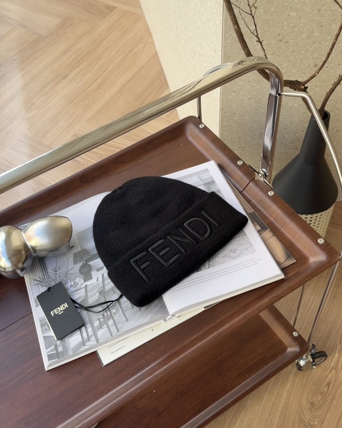 FENDI｜LOGO毛帽 黑色 M