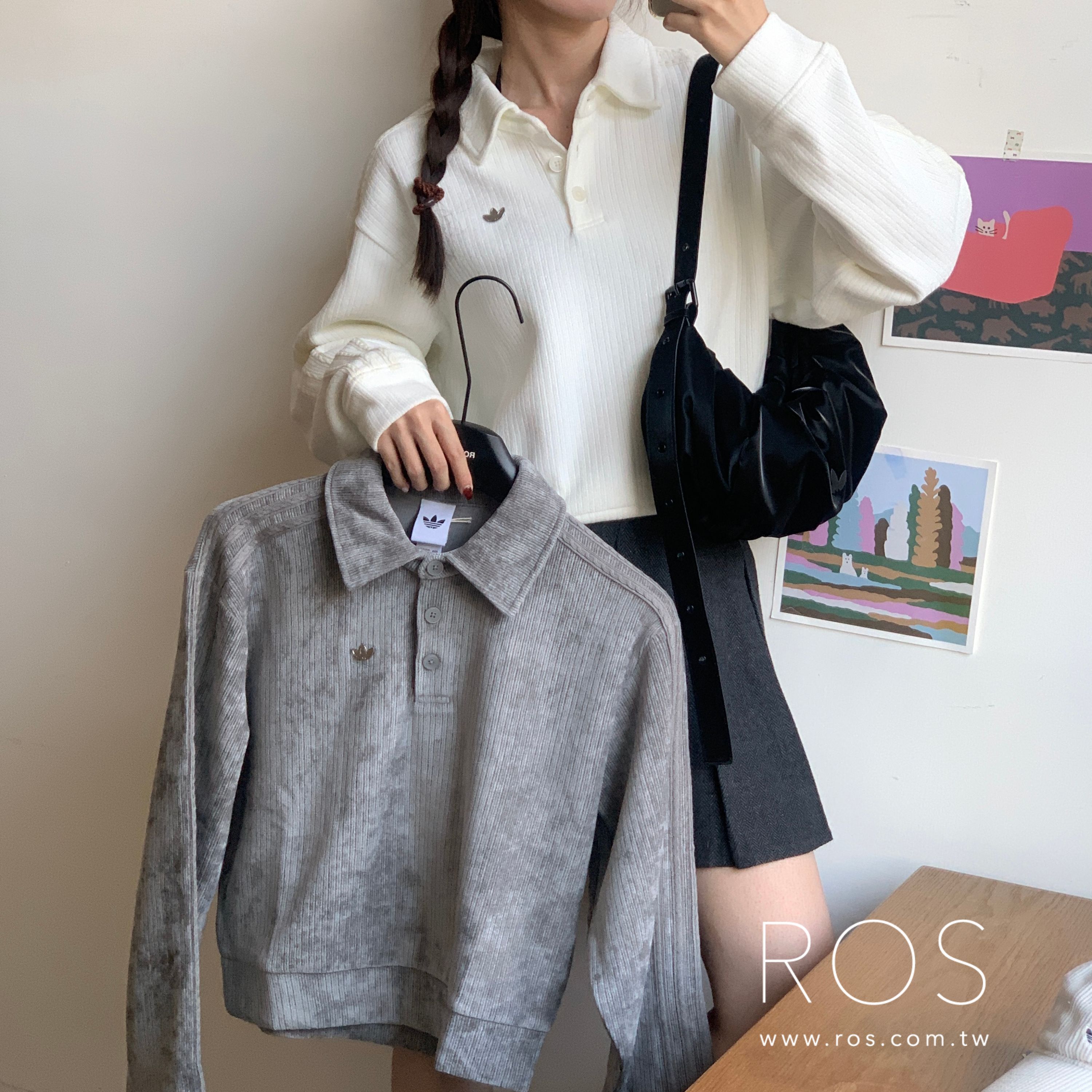 Adidas Chenille 長袖Polo 上衣(2colors)