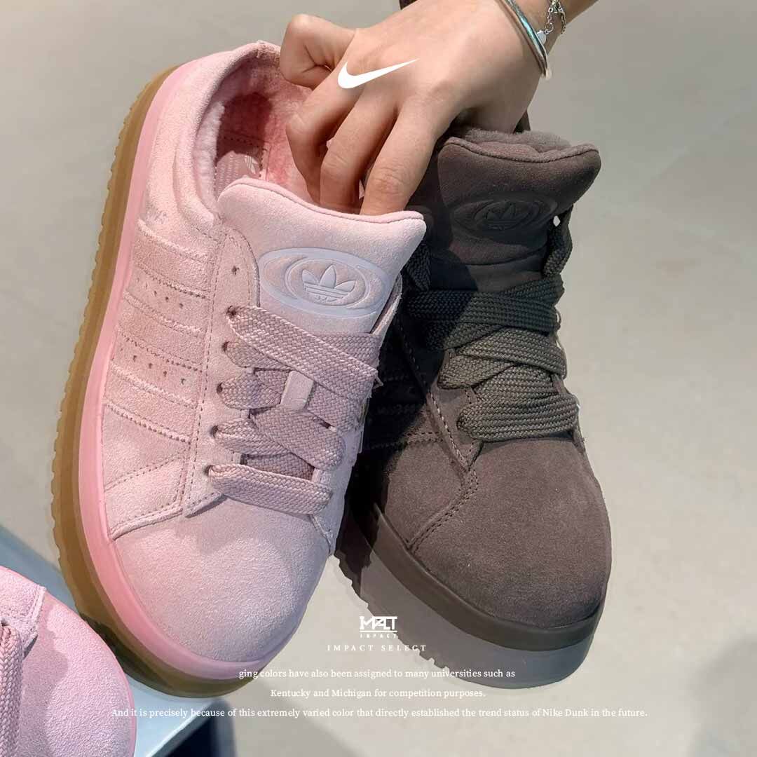 adidas originals  CAMPUS 00s 麵包鞋 包頭 拖鞋 毛絨 兩色 紅豆棕 草莓粉 JR3731 JR3238