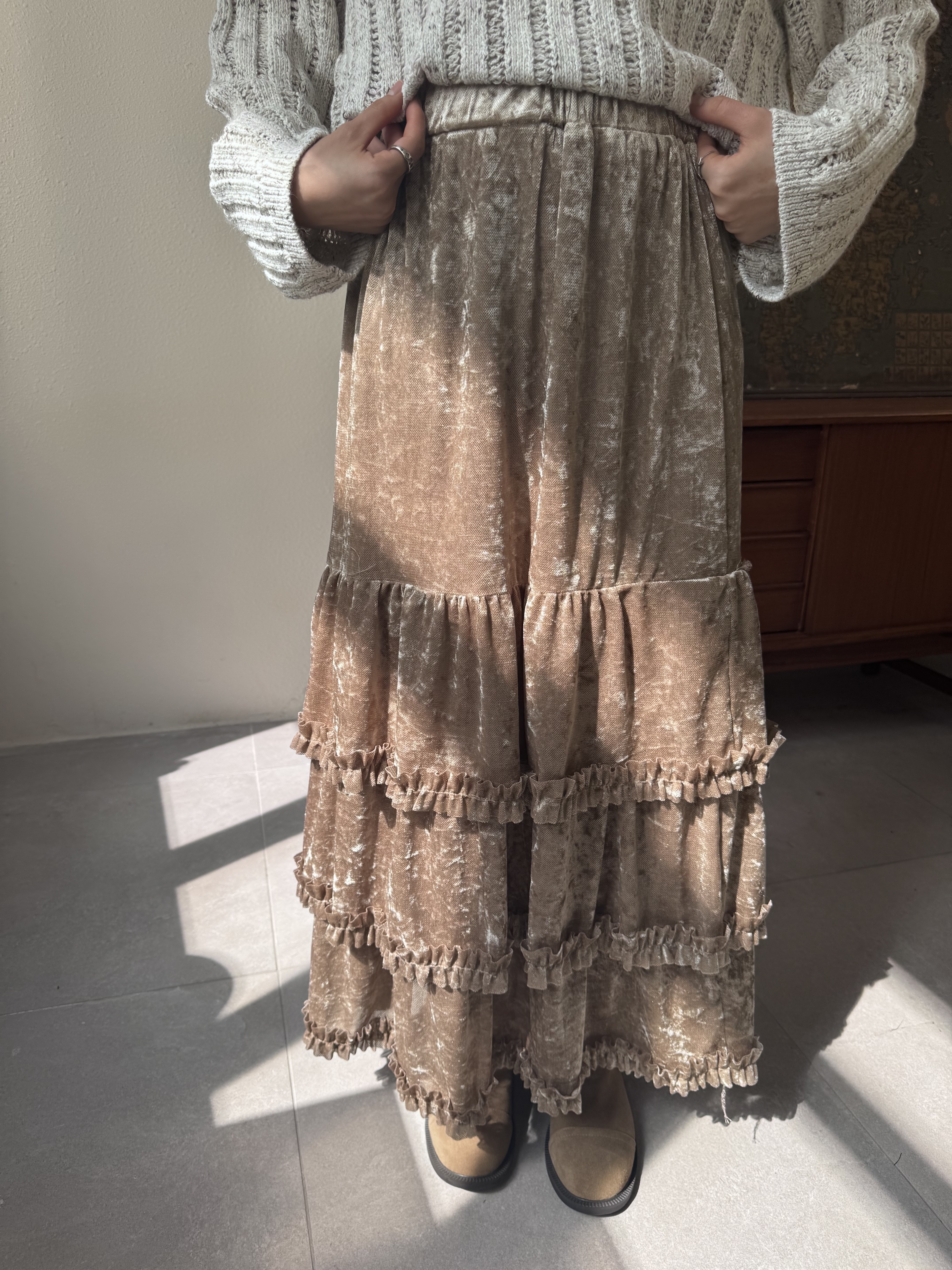 網眼絲絨蛋糕裙 - SK54851