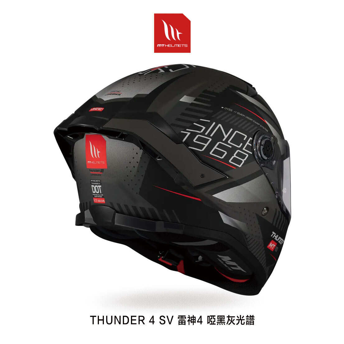 MT THUNDER 4 SV 雷神4 啞黑灰光譜 彩繪 全罩安全帽