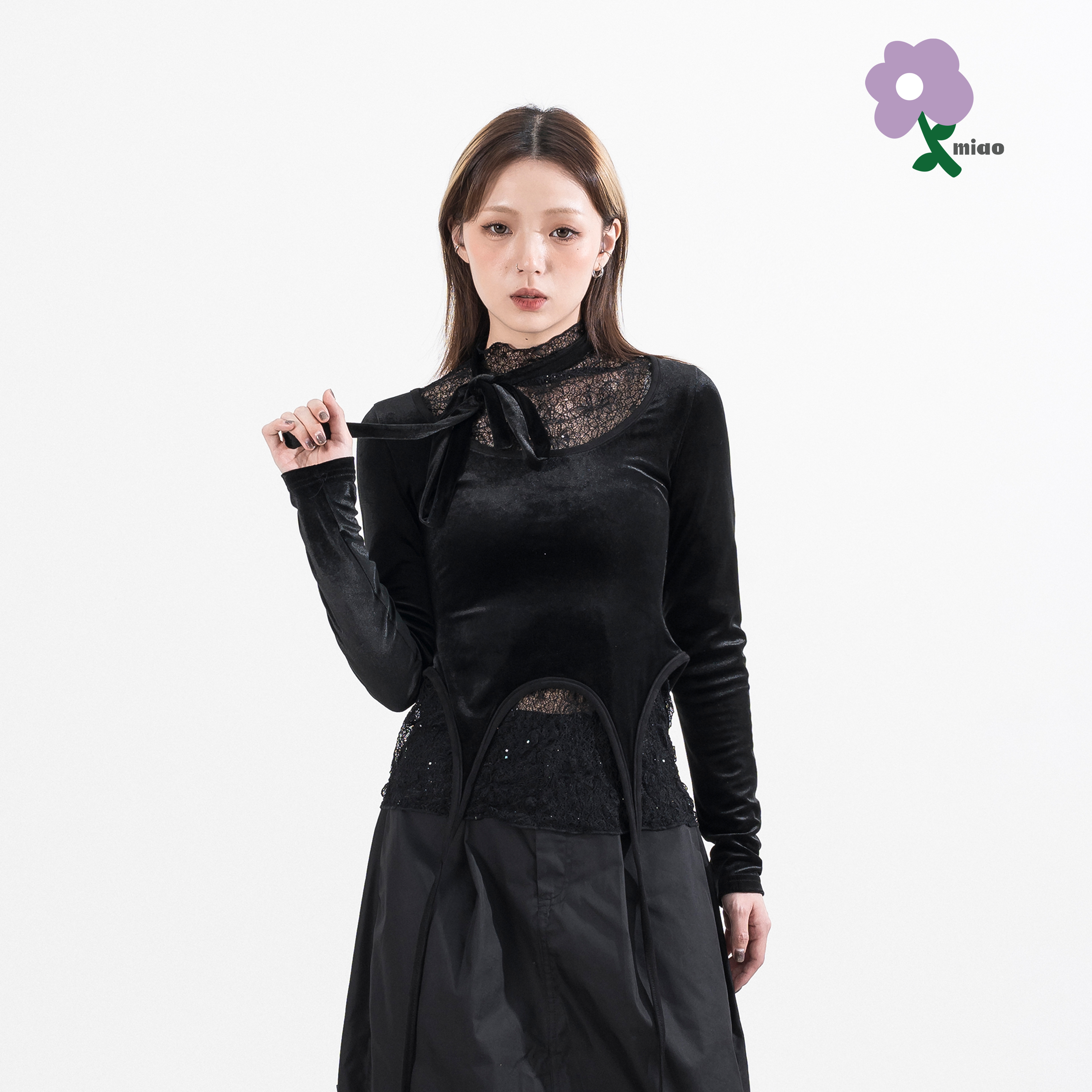 AGILITY MIAO Velvet Straps Top  絨布 綁帶長袖上衣 [M-T50]