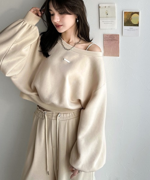 日本🇯🇵連線 Classical Elf x Marina 聯名 短版露肩抓絨衛衣 寬鬆 露肩 蓬鬆袖子 長袖 衛衣 3色(任買兩件711免運)/預購