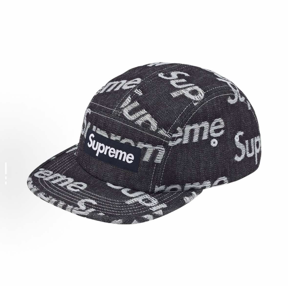 Supreme FW25 五分割帽 牛仔迷彩/牛仔全黑 Week 10 Jacquard Logos Denim Camp Cap FW25H116