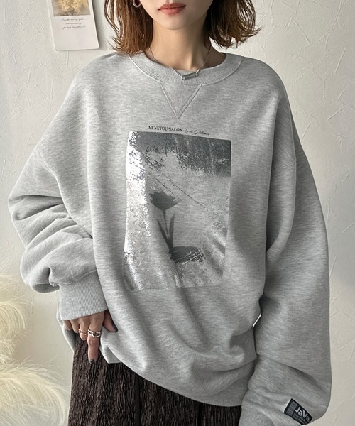 日本🇯🇵連線 JAVA 方形閃閃印花抓絨大衛衣 復古 男女可穿 燙金印花 絨毛內襯 寬鬆 長袖 套頭衫 2色(任買兩件711免運)/預購