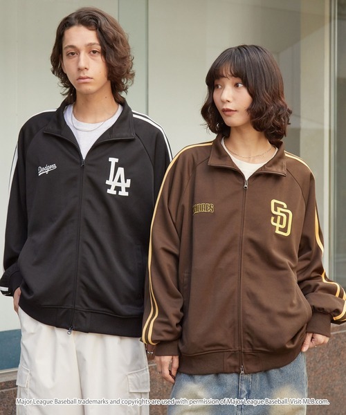 日本🇯🇵連線 MONO-MART x MLB 刺繡雙拉鍊側線條運動外套 隊徽 刺繡 長袖 寬鬆 外套 運動外套 4款(任買兩件711免運)/預購