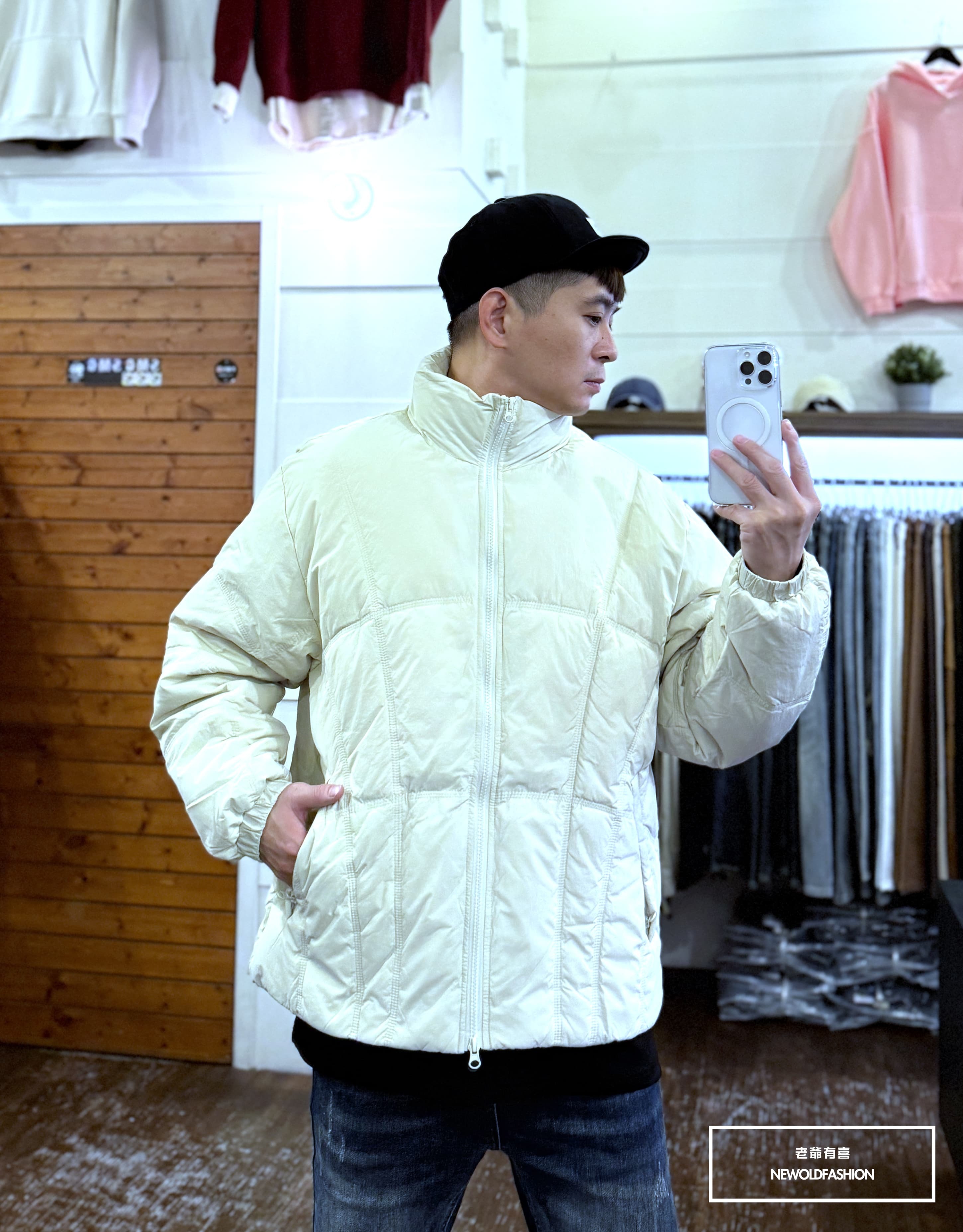 『新品上市』重磅簡約多線條羽絨外套(NOF25103385)-米