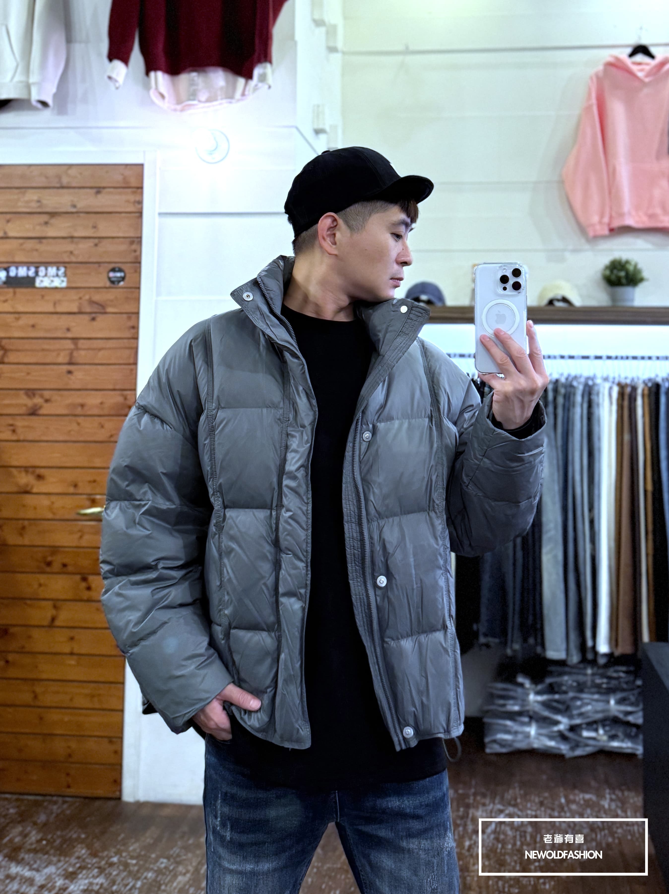 『新品上市』重磅車線立領素面羽絨外套(NOF25103329)-深灰