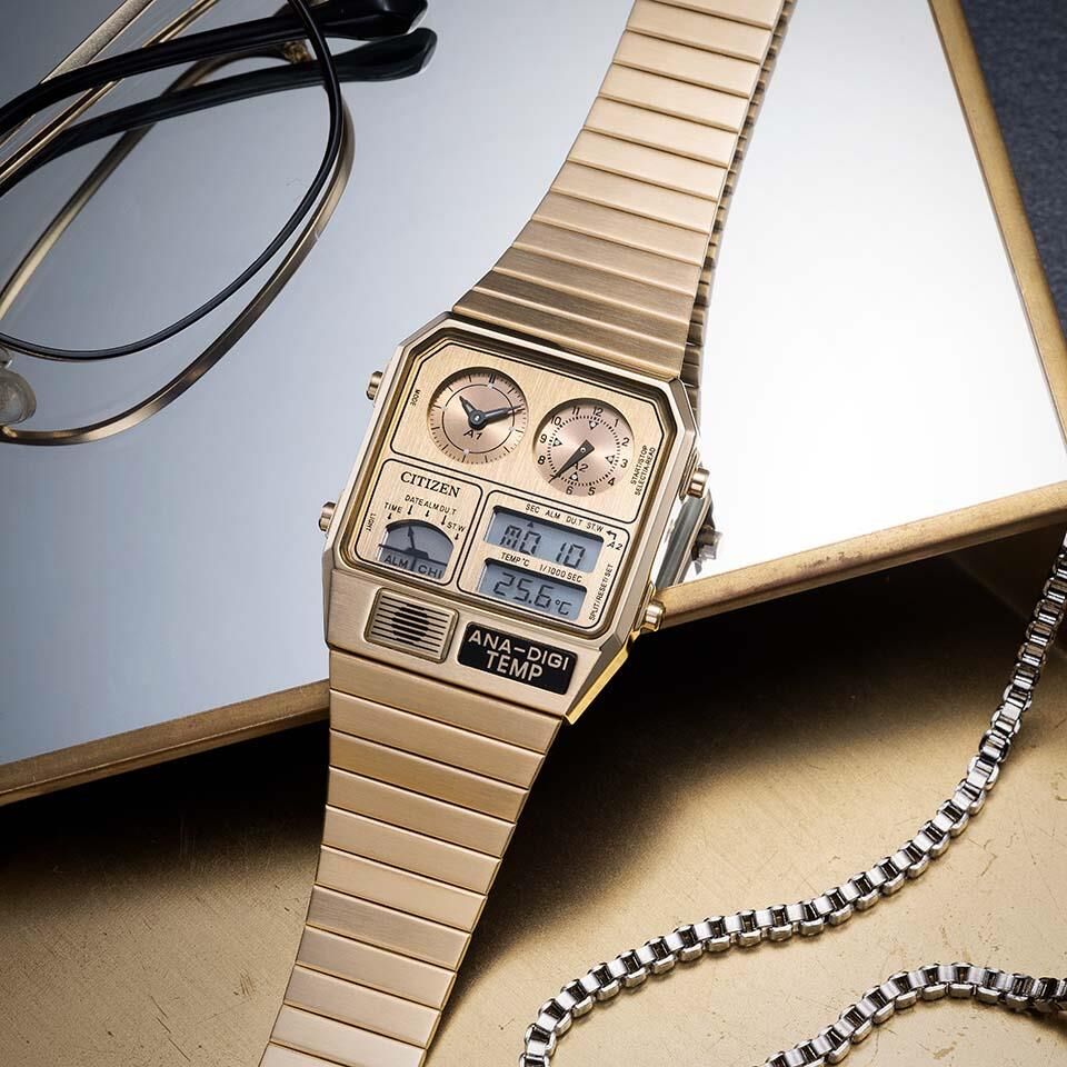 Citizen Ana Digi Temp 金屬面 復古 80年代 雙顯溫度 跳字錶 JG2104-53R