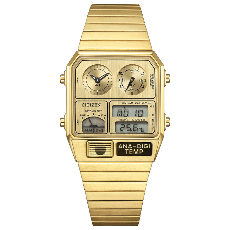 Citizen Ana Digi Temp 金屬面 復古 80年代 雙顯溫度 跳字錶 JG2103-56P