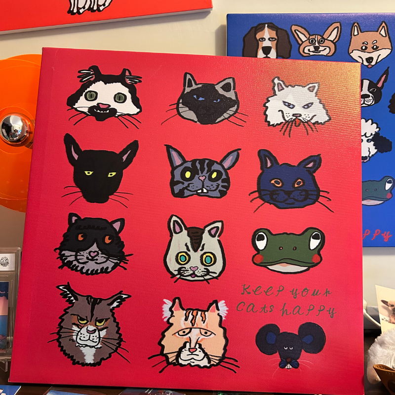"Keep Your Cats Happy" printed Canvas  [預售]