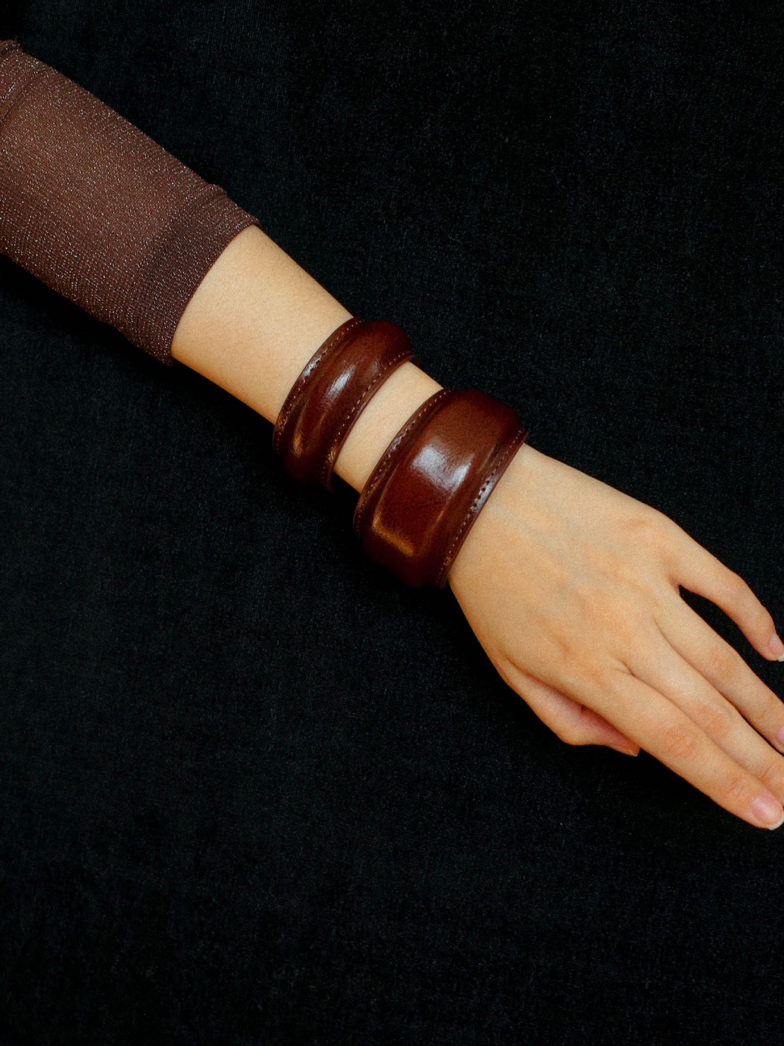 No.9159 窄款復古真皮開口手環