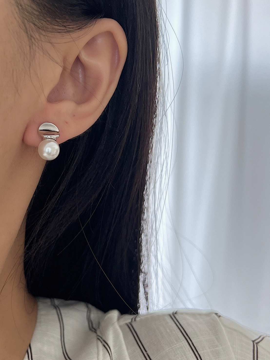 No.9145 圓牌珍珠耳釘