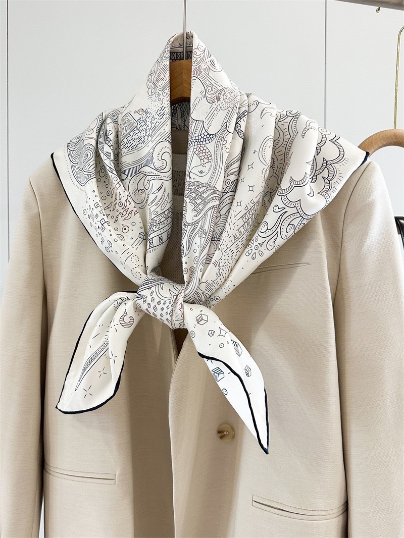 No.9101 H家絕美雙面異色斜紋蠶絲巾