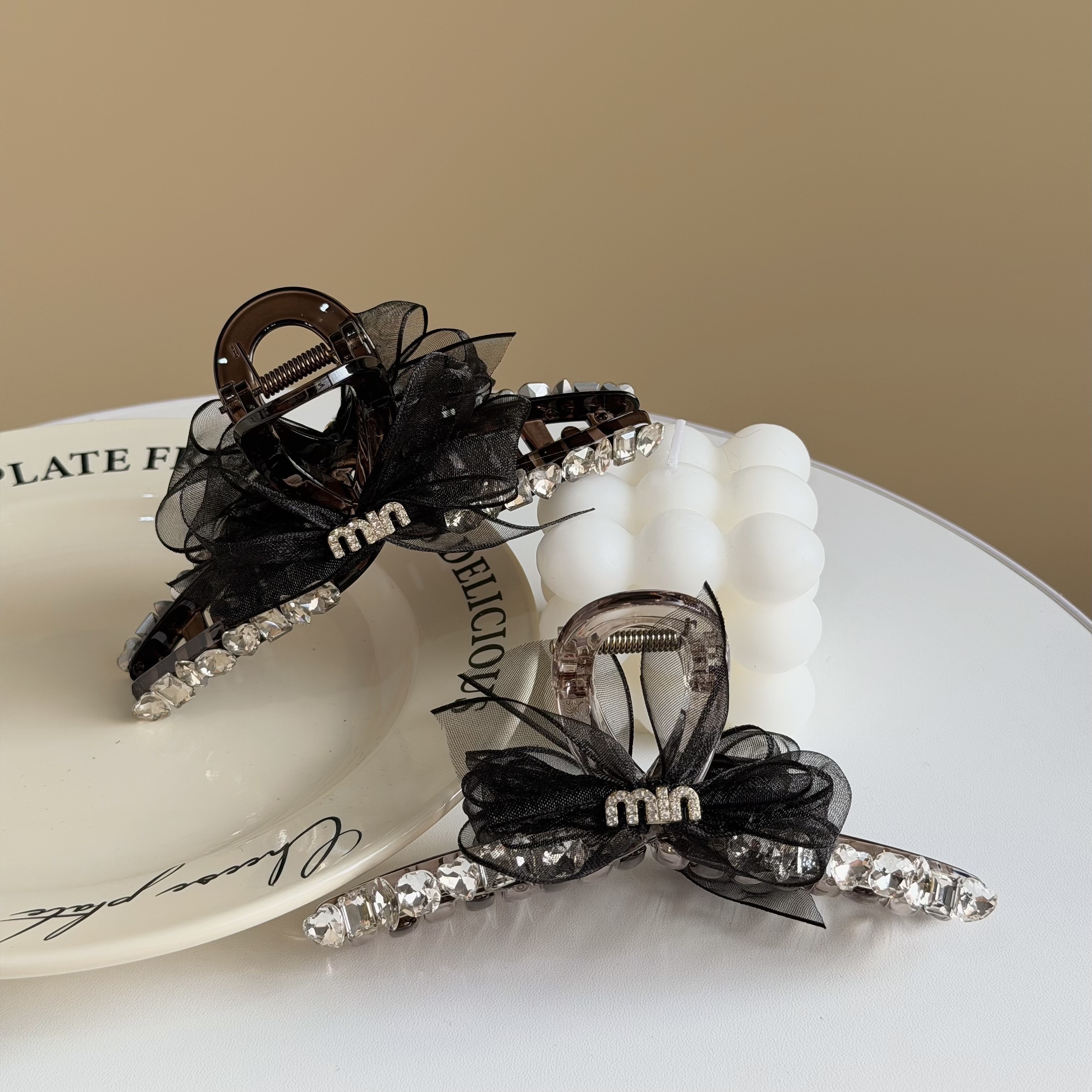 Z384排鑽字母蝴蝶結鯊魚夾