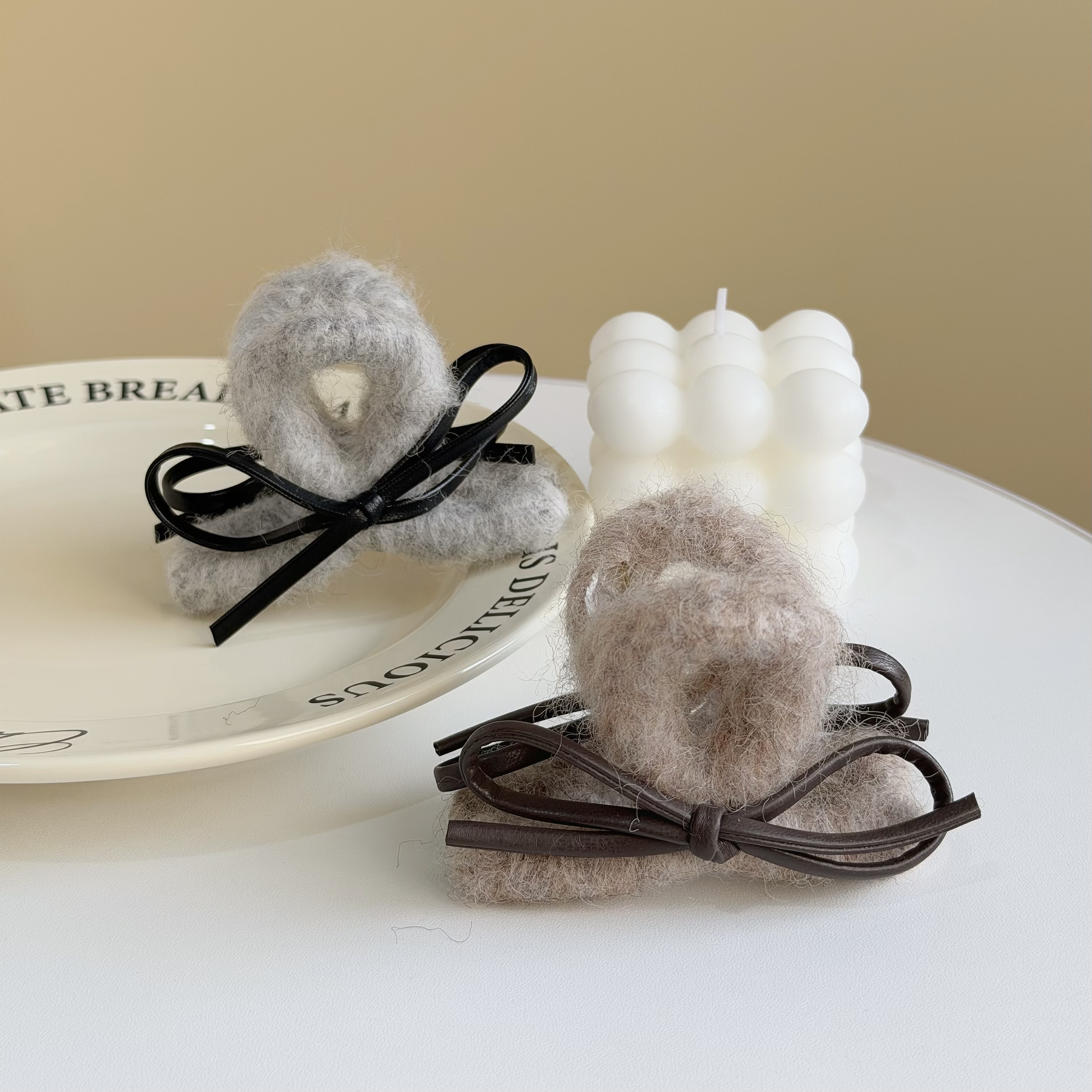 Z385絨毛蝴蝶結半頭夾