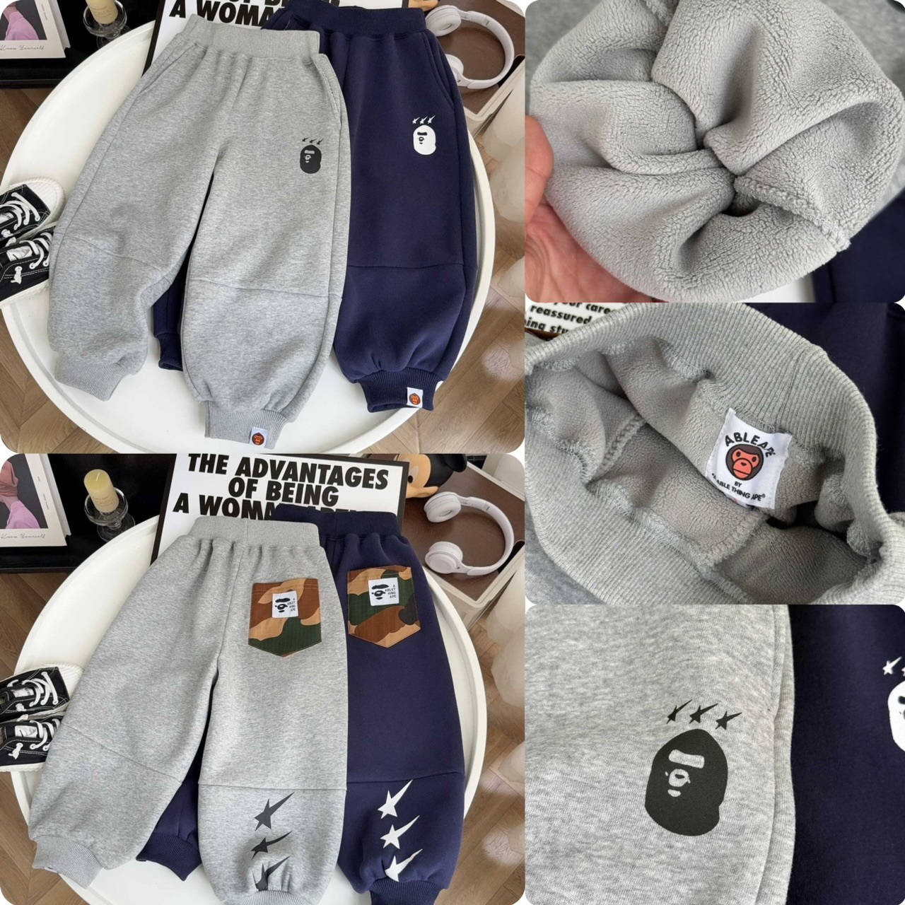 兒童猿人絨底束腳運動褲-2502639