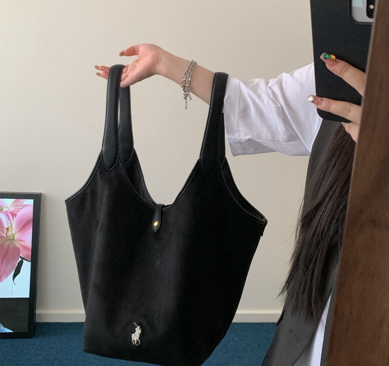 大容量麂皮菜籃包(黑/橄欖綠/深咖)