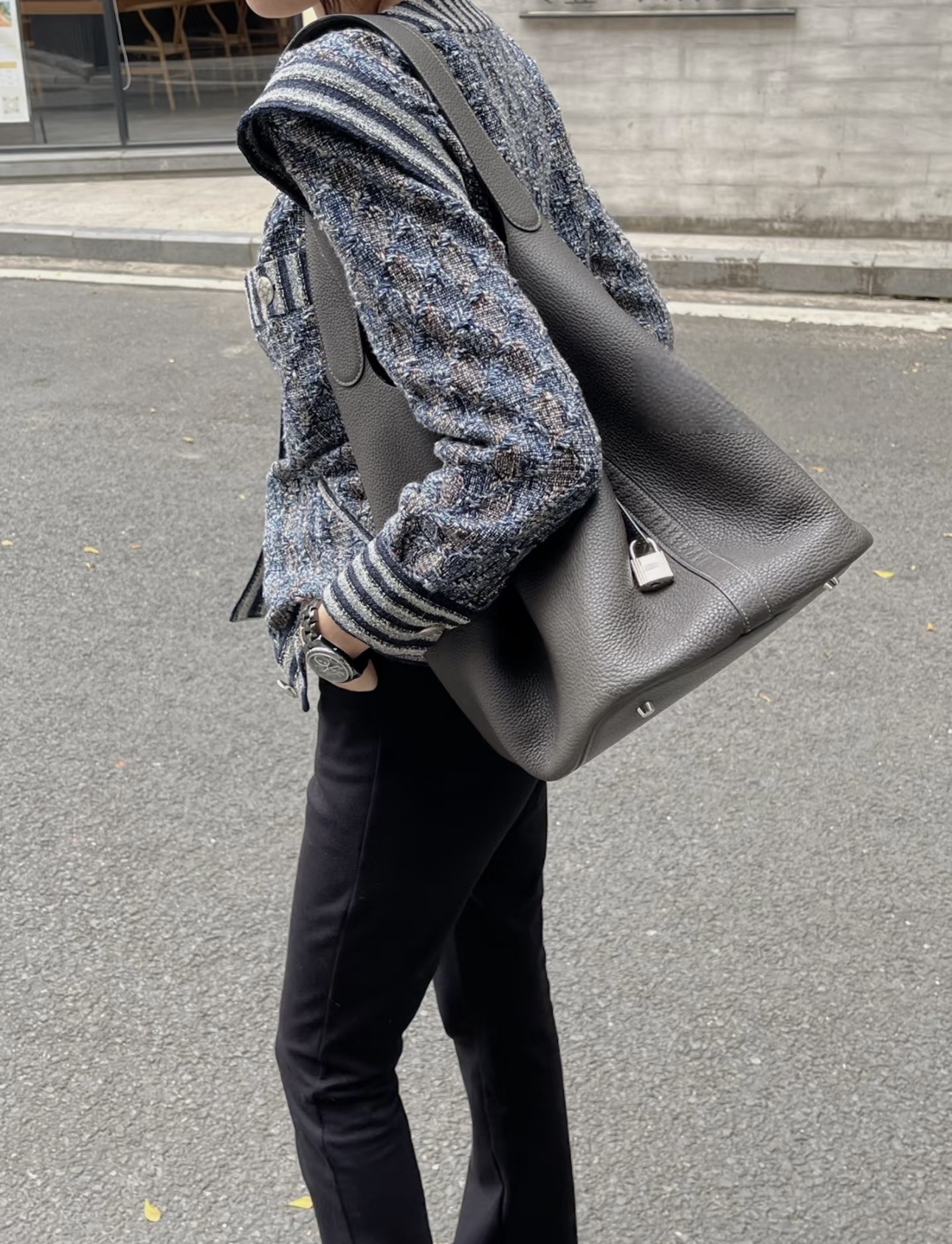 牛皮荔枝紋 大容量菜籃包