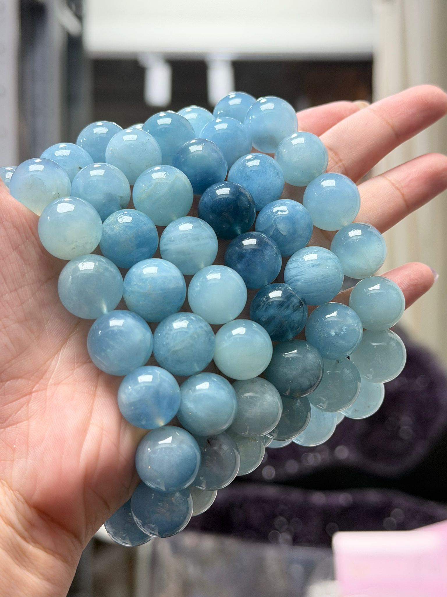 251108-C51 14mm+藍天白雲海藍寶手串