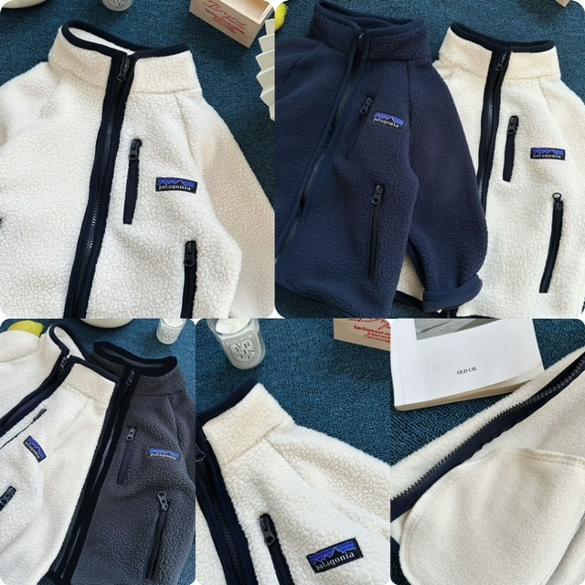 兒童Pat*agonia 毛絨淨色包邊拉鏈外套-2502644