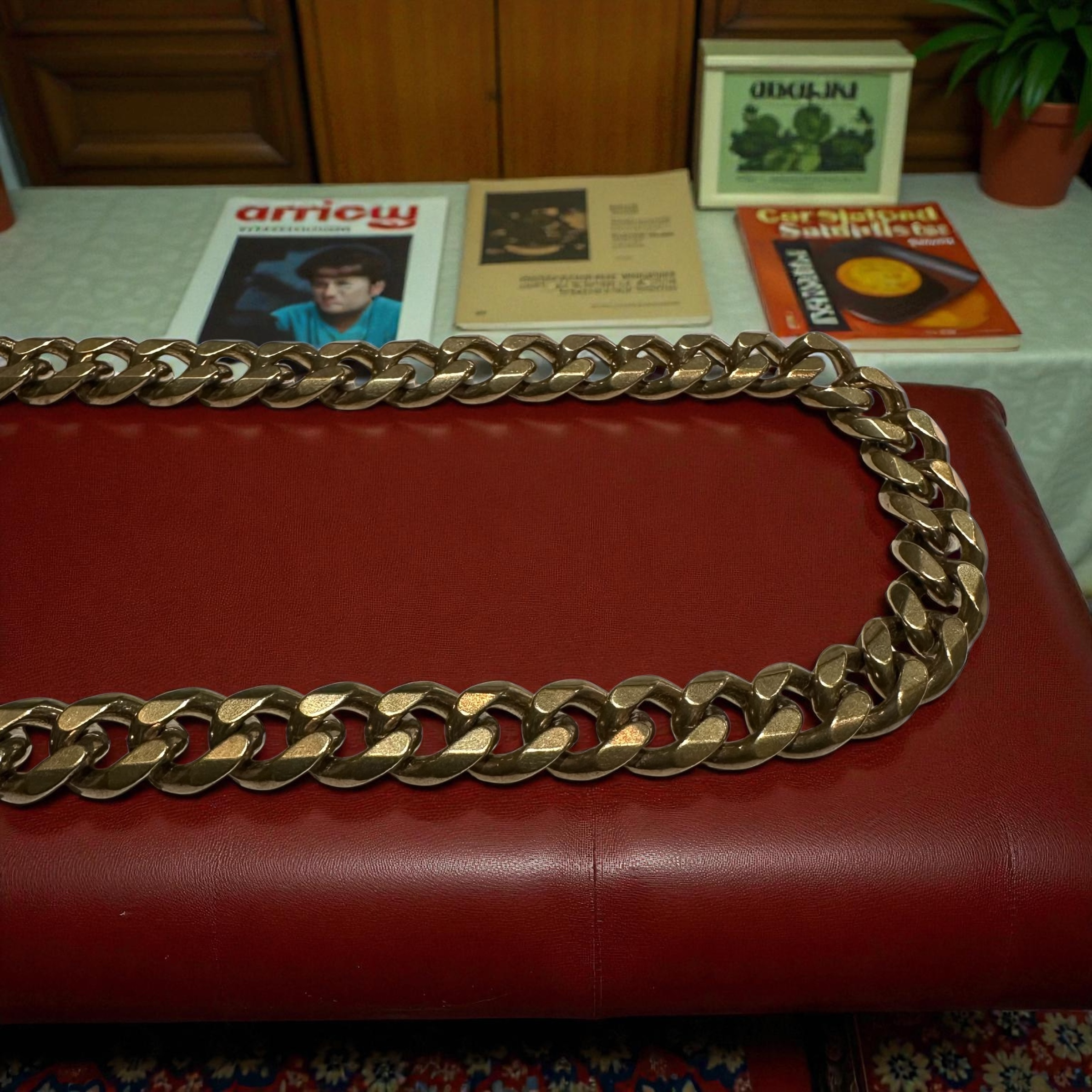 【H.N.Z】黃銅古巴皮夾腰鏈