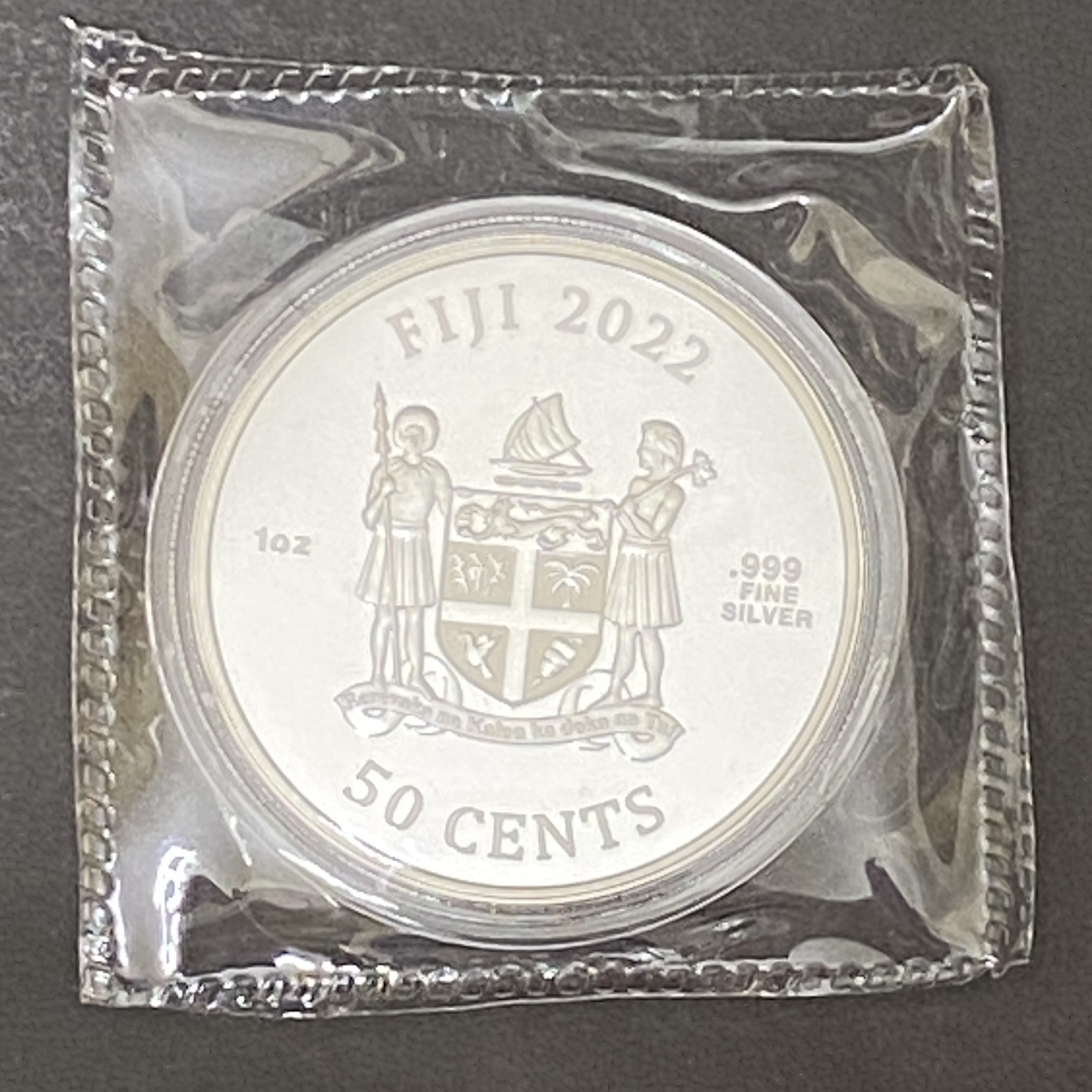 2022 Fiji coloured Dog 1 oz 99.9% silver coin
