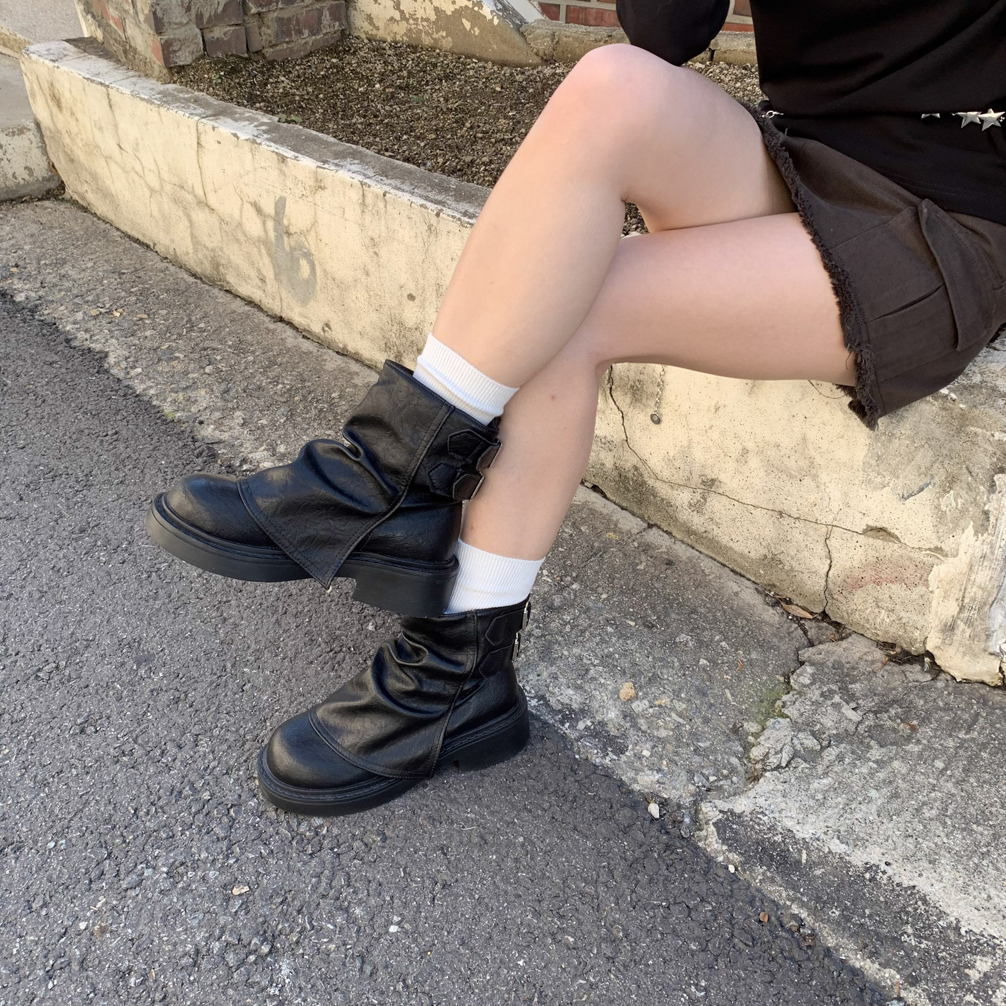 ISA_今年鞋控單品 穿搭up霧面皮革騎士短靴_51045