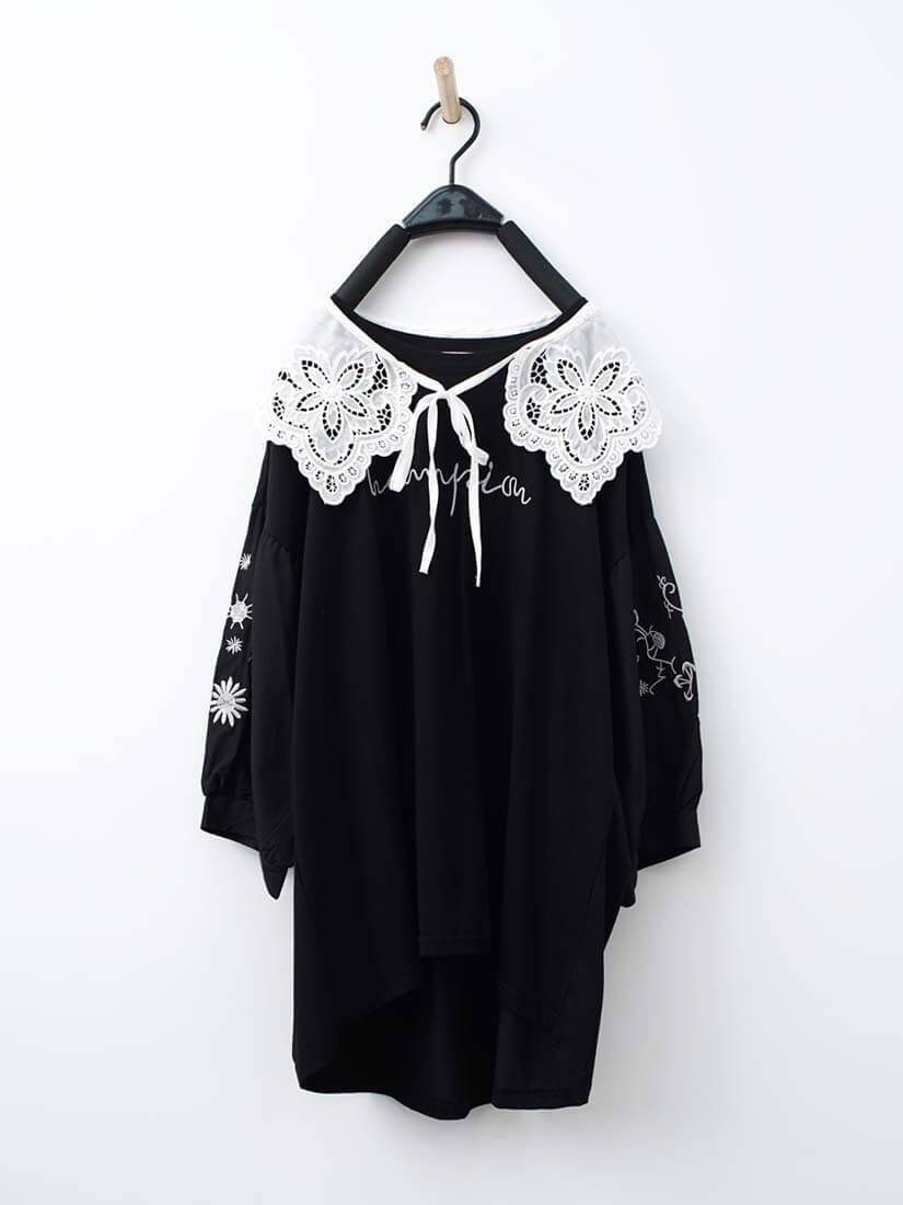 清新繡花棉蕾絲領片