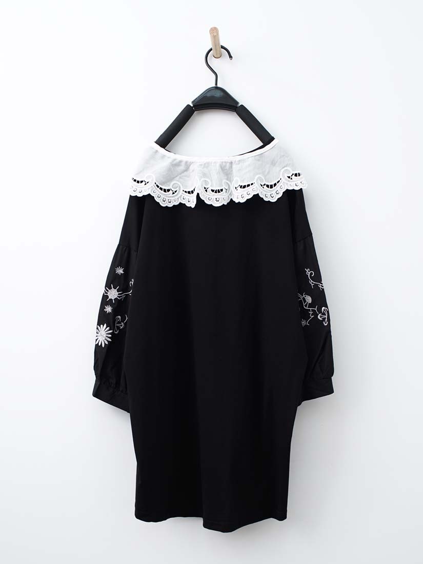 清新繡花棉蕾絲領片