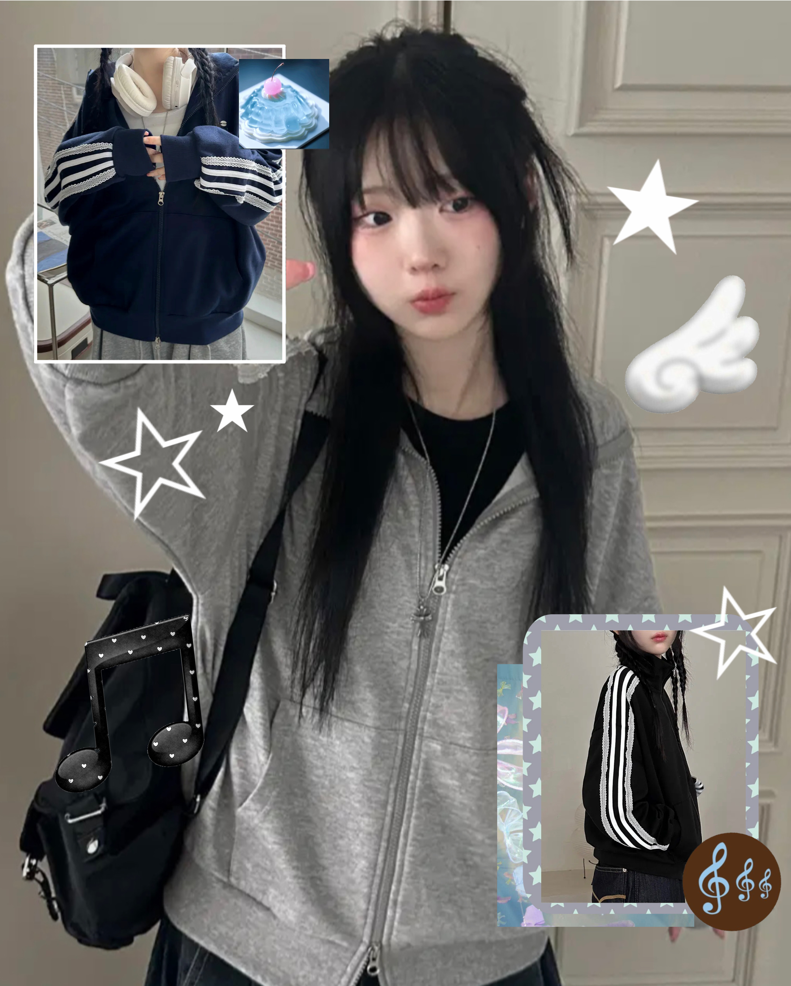 【網站預訂優惠】Laces Striped Jacket