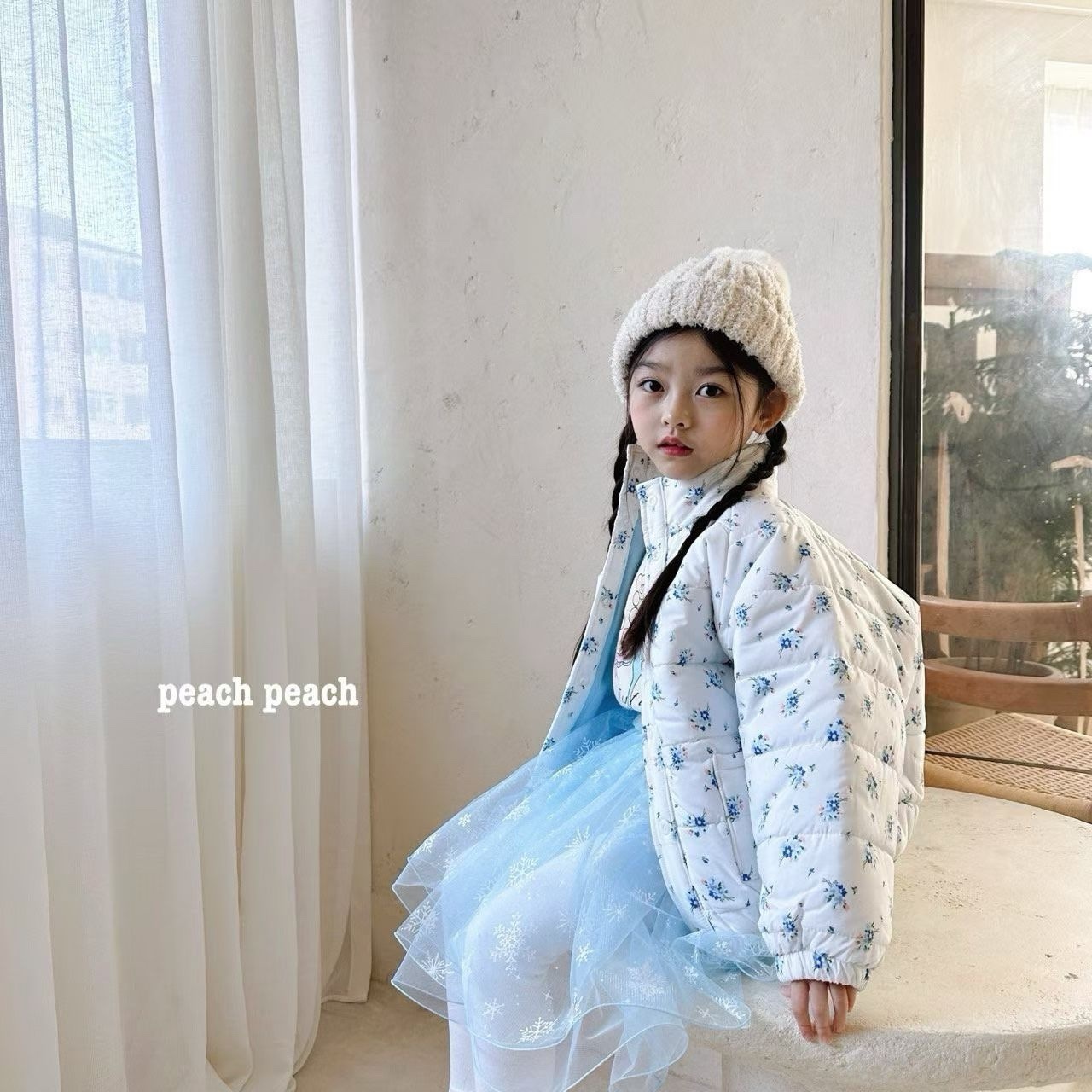 Peach Peach Lora Flower Padded Jacket