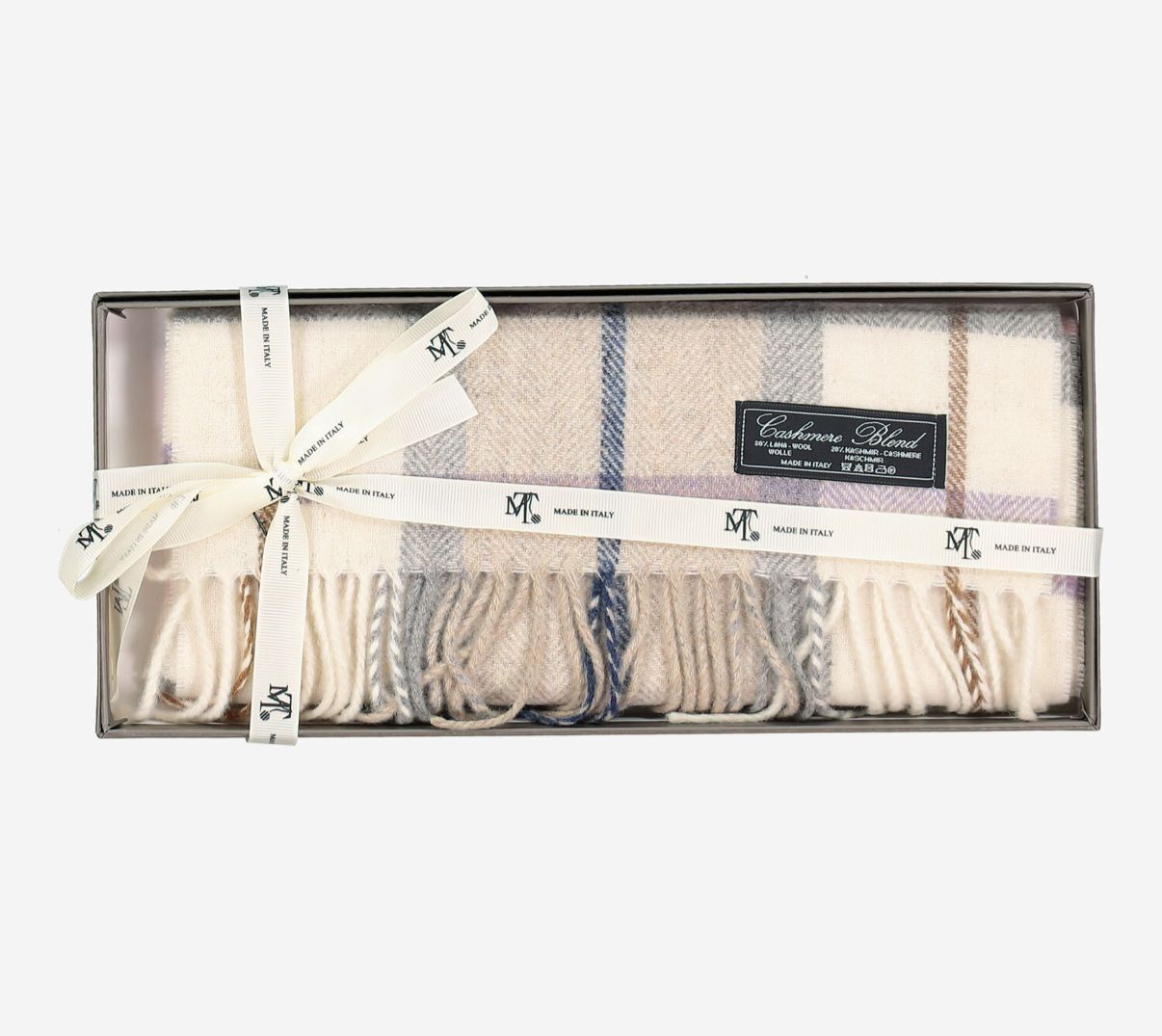 英國代購 (獨立訂單)-LINEA EMMETI Multicolour Tartan Wool Blend Scarf Gift&nbsp;Box&nbsp;164x30cm