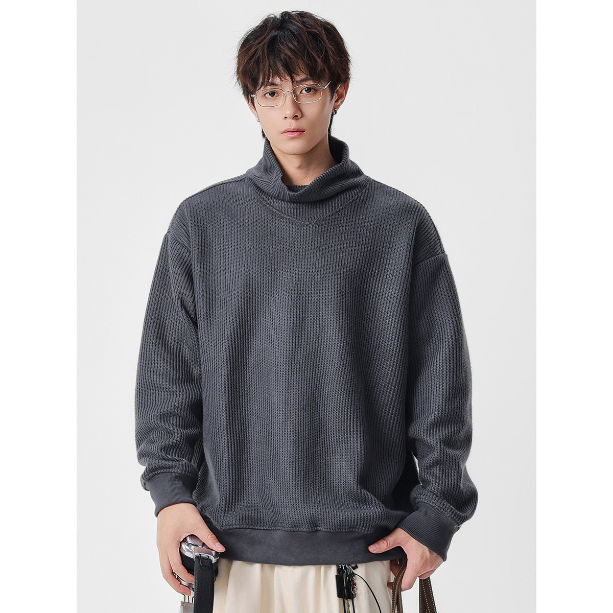 11M33 復古編織感堆堆高領上衣 兩色