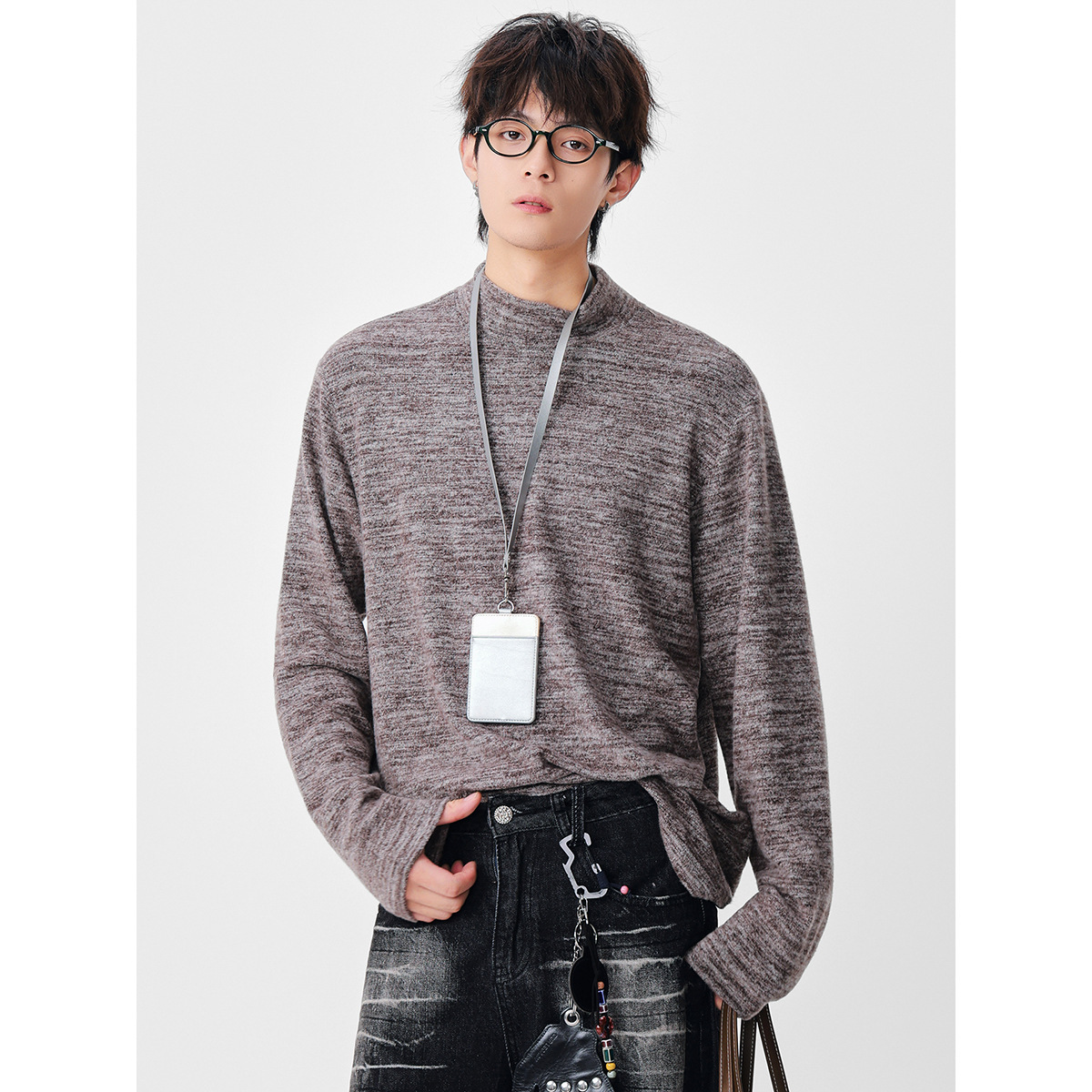 11M31 日系混色寬鬆半高領上衣 三色