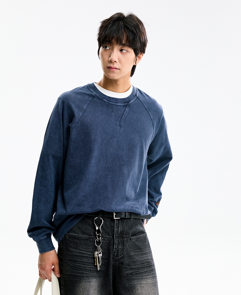 11M05 復古水洗棉仿舊刷色上衣 兩色